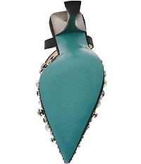 Blue by Betsey Johnson Livv Pearl and Rhinestone Accent Ankle Strap Pumps