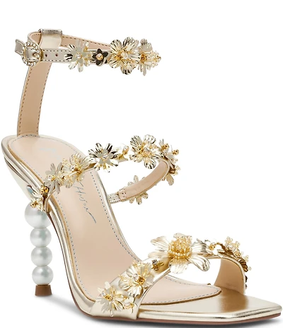 Blue by Betsey Johnson Lorra Metallic Flower Ornamented Dress Sandals