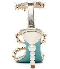 Blue by Betsey Johnson Lorra Metallic Flower Ornamented Dress Sandals