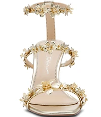 Blue by Betsey Johnson Lorra Metallic Flower Ornamented Dress Sandals