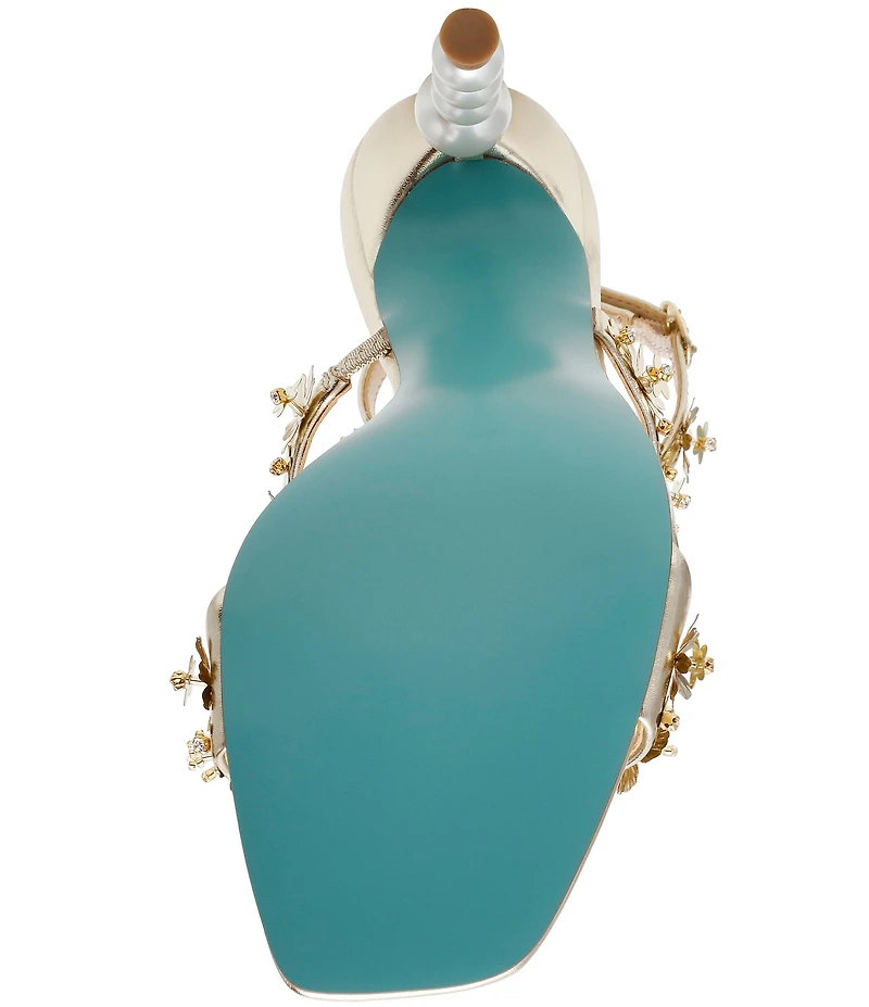 Blue by Betsey Johnson Lorra Metallic Flower Ornamented Dress Sandals