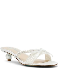 Blue by Betsey Johnson Mandy Pearl Embellished Kitten Heel Dress Slide Sandals