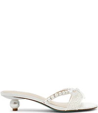 Blue by Betsey Johnson Mandy Pearl Embellished Kitten Heel Dress Slide Sandals