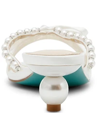 Blue by Betsey Johnson Mandy Pearl Embellished Kitten Heel Dress Slide Sandals