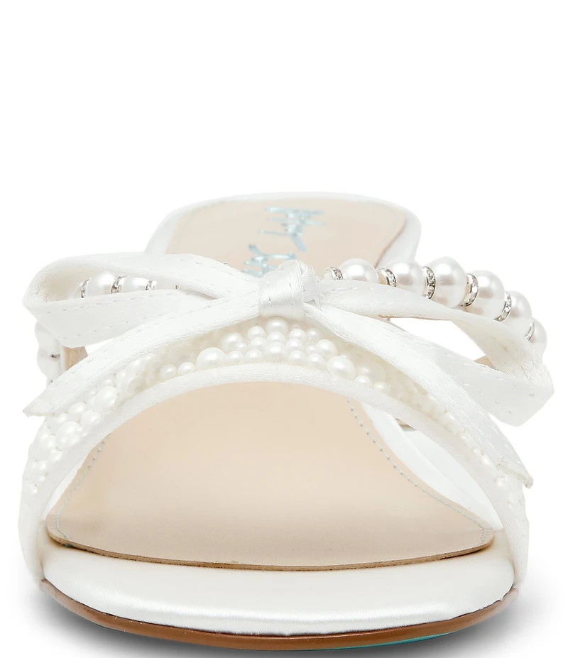 Blue by Betsey Johnson Mandy Pearl Embellished Kitten Heel Dress Slide Sandals