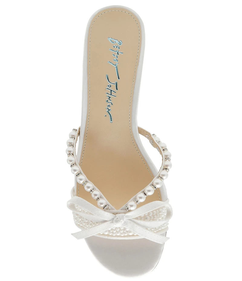 Blue by Betsey Johnson Mandy Pearl Embellished Kitten Heel Dress Slide Sandals