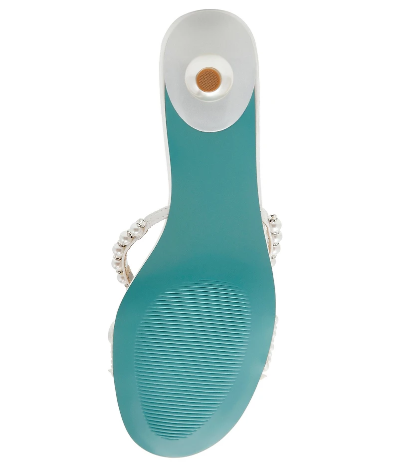 Blue by Betsey Johnson Mandy Pearl Embellished Kitten Heel Dress Slide Sandals