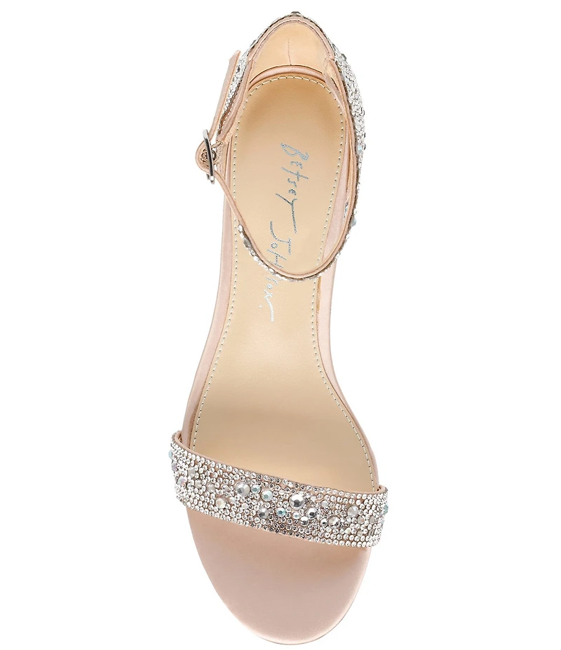 Blue by Betsey Johnson Mari Rhinestone Block Heel Dress Sandals
