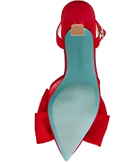 Blue by Betsey Johnson Mark Mesh Oversized Bow Jewel and Pearl Ornamented Ankle Strap Pumps