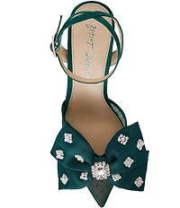 Blue by Betsey Johnson Mark Mesh Oversized Bow Jewel and Pearl Ornamented Ankle Strap Pumps