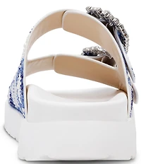 Blue by Betsey Johnson Matie Floral Rhinestone Slide Sandals