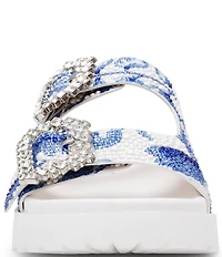 Blue by Betsey Johnson Matie Floral Rhinestone Slide Sandals