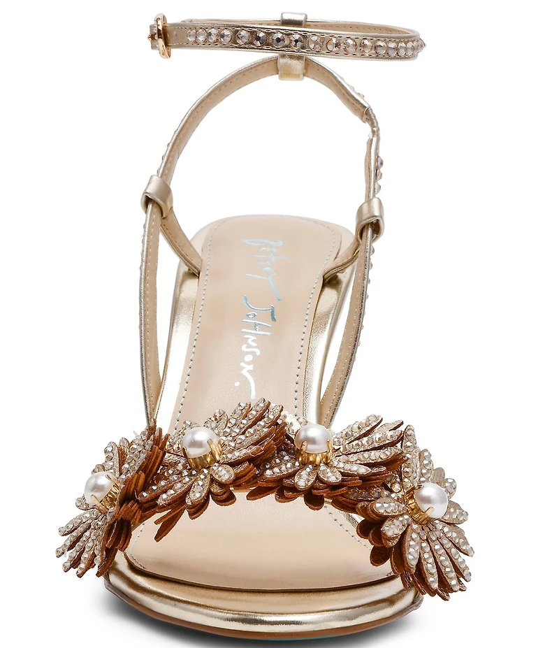 Blue by Betsey Johnson Mylee Pearl and Rhinestone Embellished Dress Sandals