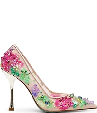 Blue by Betsey Johnson Netta Mesh Floral Beaded Pumps