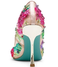 Blue by Betsey Johnson Netta Mesh Floral Beaded Pumps