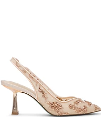 Blue by Betsey Johnson Nikki Mesh Flower Beaded Slingback Pumps