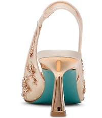 Blue by Betsey Johnson Nikki Mesh Flower Beaded Slingback Pumps