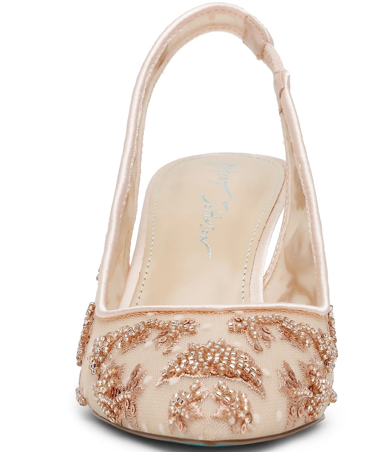 Blue by Betsey Johnson Nikki Mesh Flower Beaded Slingback Pumps