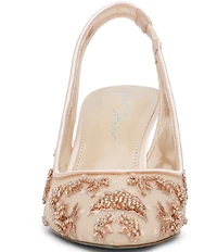Blue by Betsey Johnson Nikki Mesh Flower Beaded Slingback Pumps