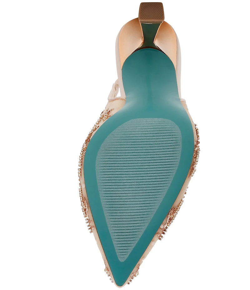 Blue by Betsey Johnson Nikki Mesh Flower Beaded Slingback Pumps