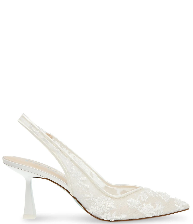 Blue by Betsey Johnson Nikki Mesh Flower Beaded Slingback Pumps