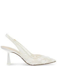 Blue by Betsey Johnson Nikki Mesh Flower Beaded Slingback Pumps