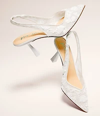 Blue by Betsey Johnson Nikki Mesh Flower Beaded Slingback Pumps