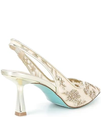 Blue by Betsey Johnson Nikki Mesh Flower Beaded Slingback Pumps