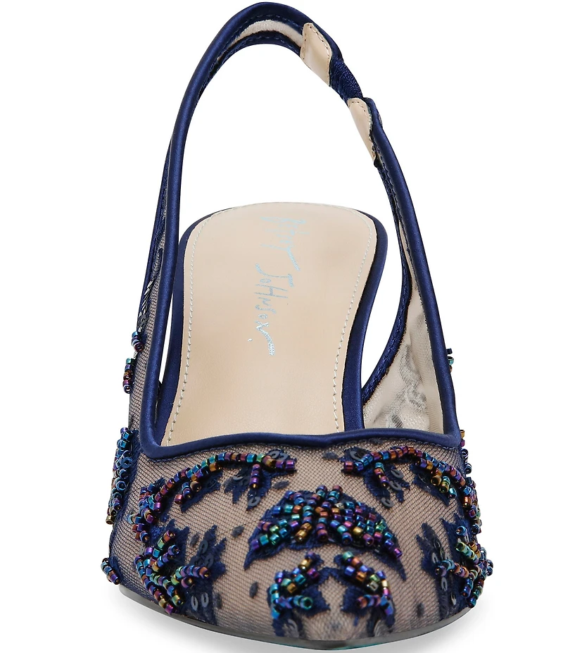 Blue by Betsey Johnson Nikki Mesh Flower Beaded Slingback Pumps