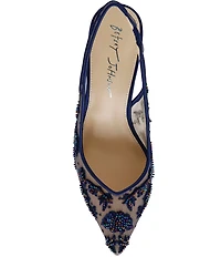 Blue by Betsey Johnson Nikki Mesh Flower Beaded Slingback Pumps