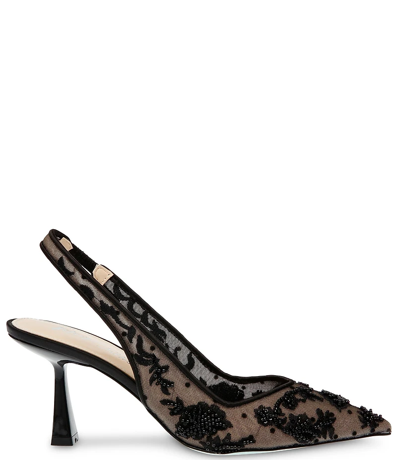 Blue by Betsey Johnson Nikki Mesh Flower Beaded Slingback Pumps