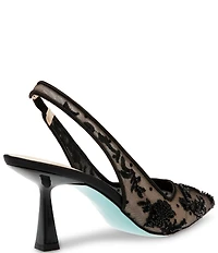 Blue by Betsey Johnson Nikki Mesh Flower Beaded Slingback Pumps
