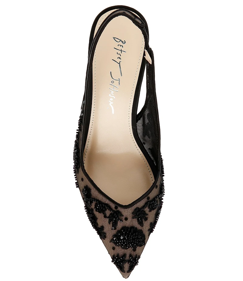 Blue by Betsey Johnson Nikki Mesh Flower Beaded Slingback Pumps