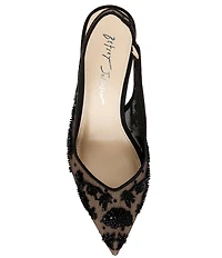 Blue by Betsey Johnson Nikki Mesh Flower Beaded Slingback Pumps