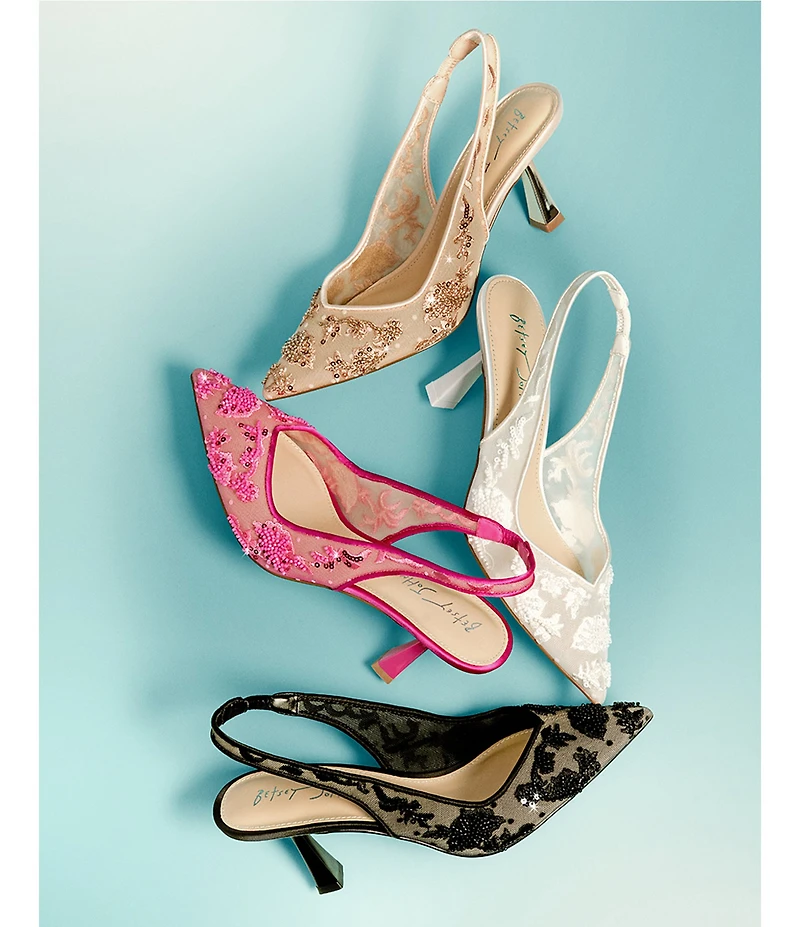 Blue by Betsey Johnson Nikki Mesh Flower Beaded Slingback Pumps