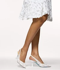 Blue by Betsey Johnson Nikki Mesh Flower Beaded Slingback Pumps