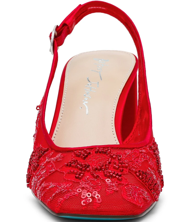 Blue by Betsey Johnson Ninah Mesh Embellished Slingback Pumps
