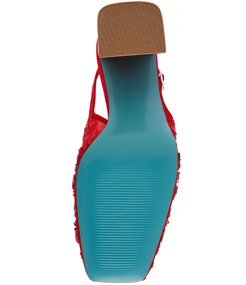 Blue by Betsey Johnson Ninah Mesh Embellished Slingback Pumps