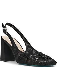 Blue by Betsey Johnson Ninah Mesh Embellished Slingback Pumps