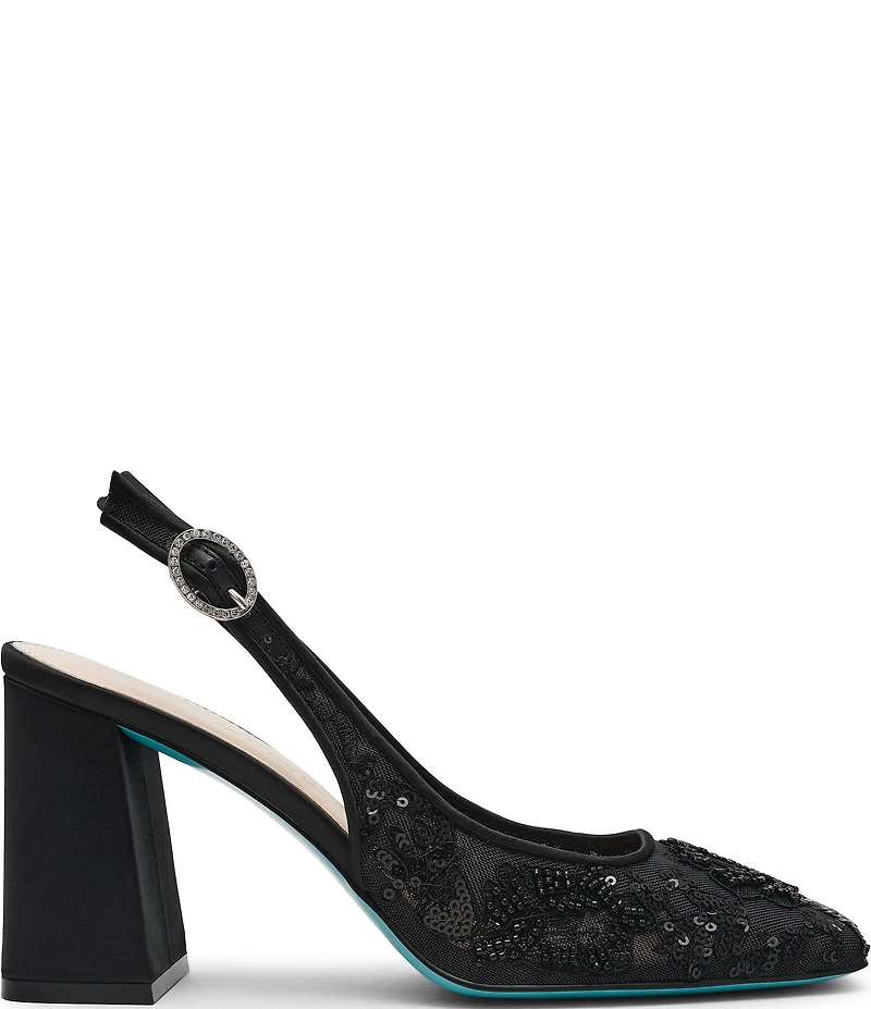 Blue by Betsey Johnson Ninah Mesh Embellished Slingback Pumps