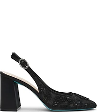 Blue by Betsey Johnson Ninah Mesh Embellished Slingback Pumps