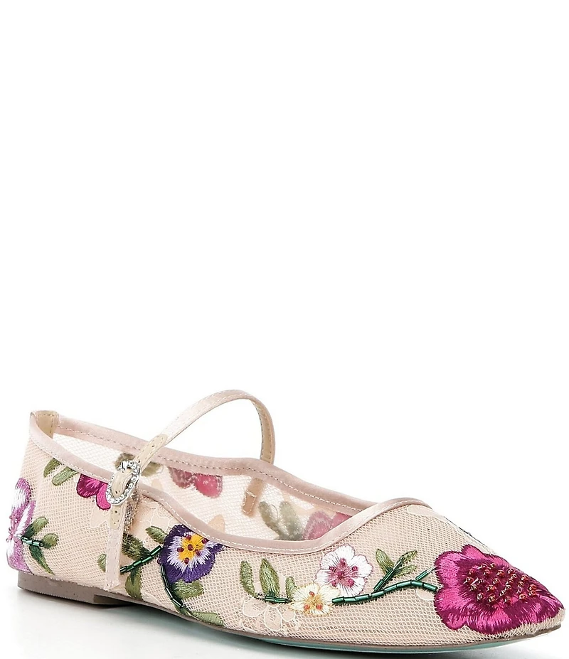 Blue by Betsey Johnson Nova Embroidered Mary Jane Flats