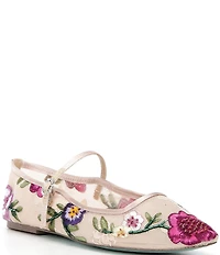 Blue by Betsey Johnson Nova Embroidered Mary Jane Flats