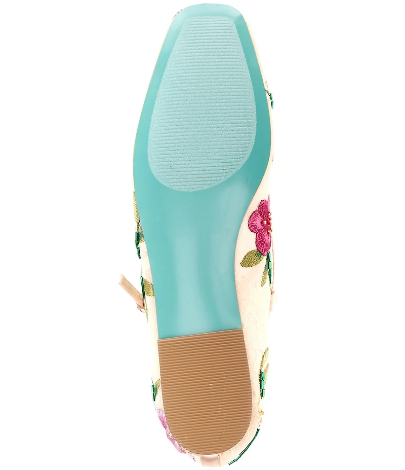 Blue by Betsey Johnson Nova Embroidered Mary Jane Flats