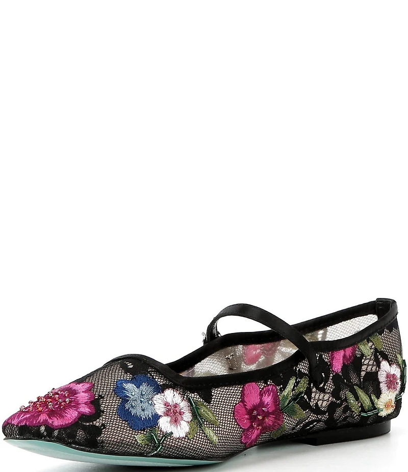 Blue by Betsey Johnson Nova Embroidered Mary Jane Flats