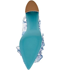 Blue by Betsey Johnson Petra Floral Print and Applique Slingback Pumps