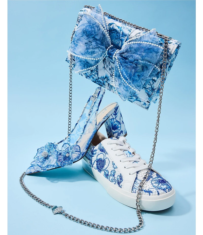 Blue by Betsey Johnson Petra Floral Print and Applique Slingback Pumps