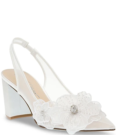 Blue by Betsey Johnson Petra Flower Ornament Slingback Pumps