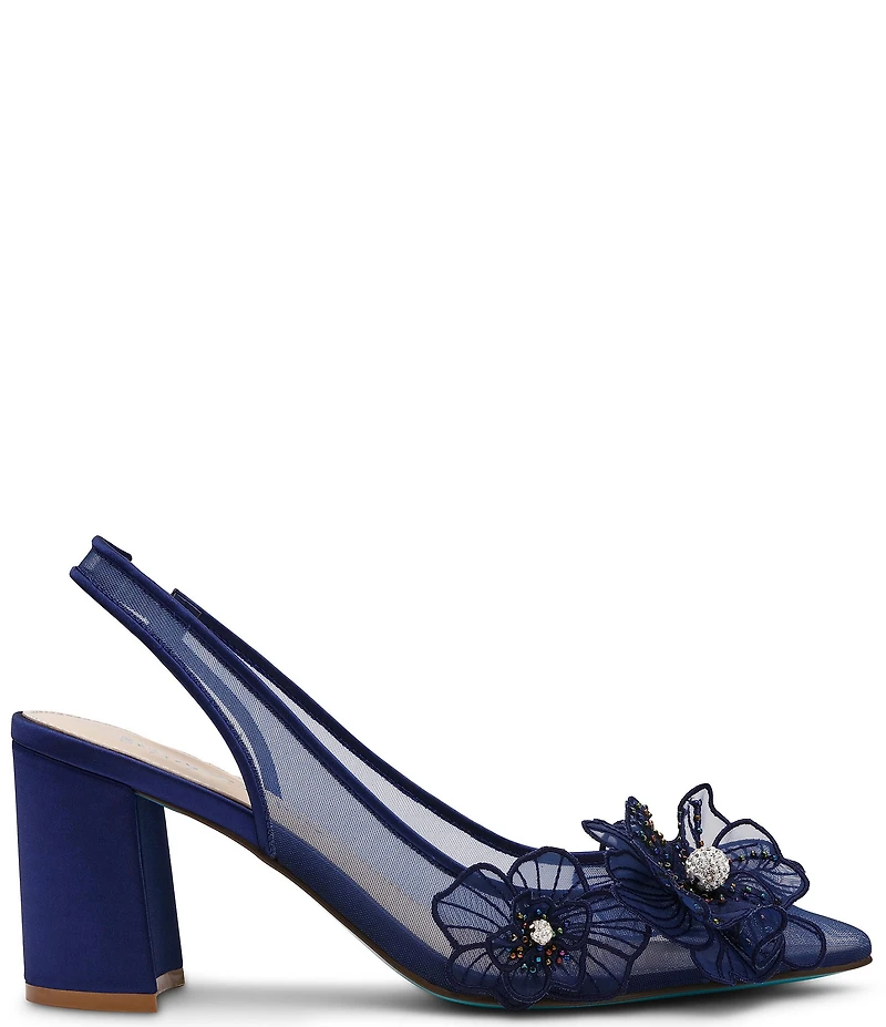 Blue by Betsey Johnson Petra Flower Ornament Slingback Pumps