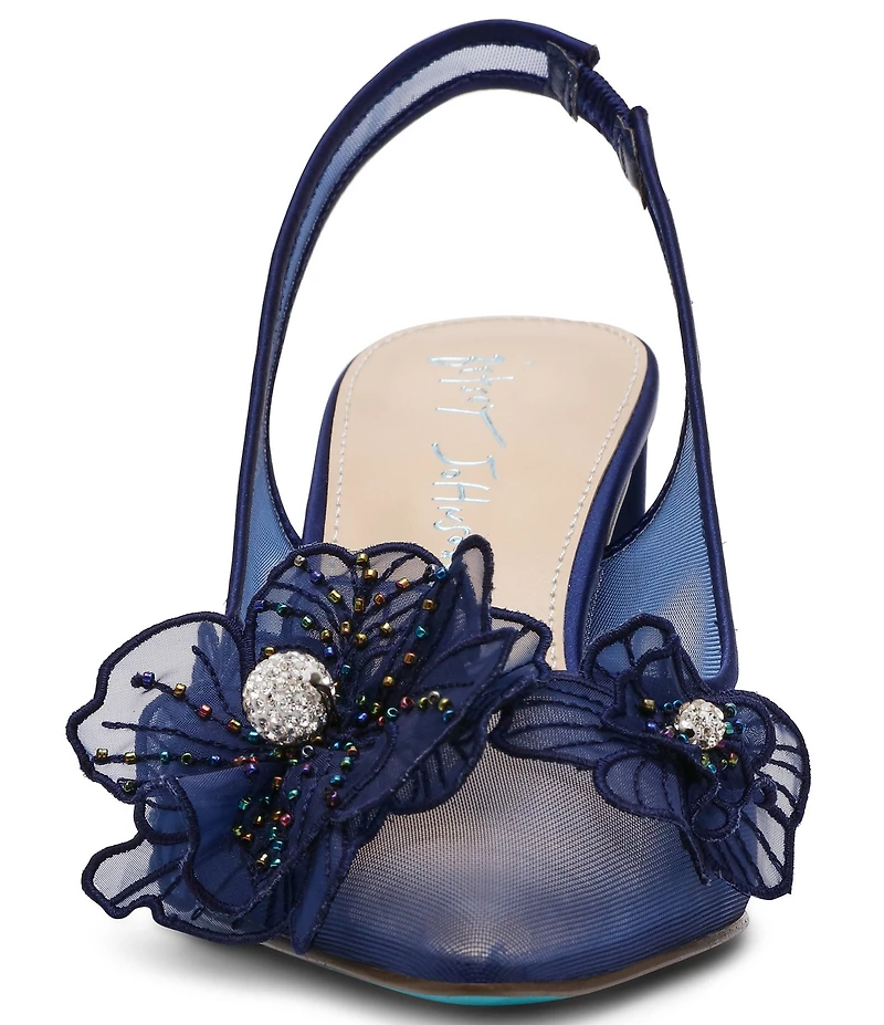Blue by Betsey Johnson Petra Flower Ornament Slingback Pumps